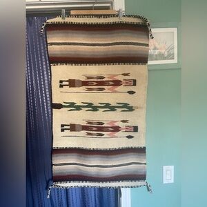 El Paso Mexican, Native American FIGURAL Saddleblanket Colorful 100% Wool 39x22”
